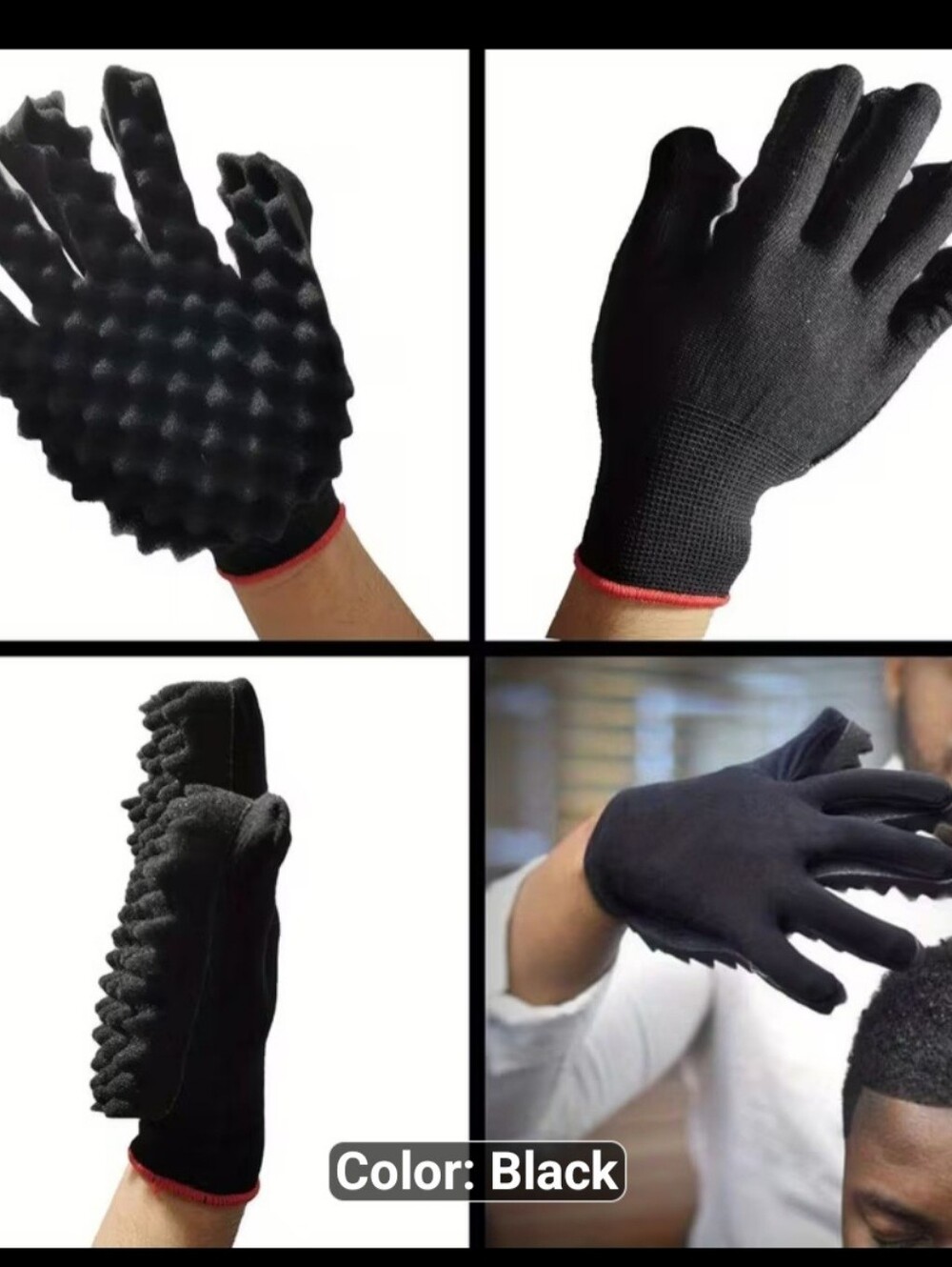 NEW 4 Piece Curling Sponge Set-gloves, metal brush pick, twist comb. Men/Women - Picture 4 of 11